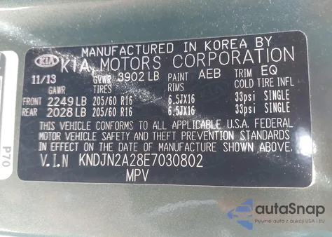 2014 Kia Soul z USA, uszkodzony, nr VIN KNDJN2A28E7030802